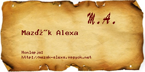 Mazák Alexa névjegykártya